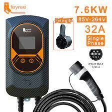 feyree EV Charger 7.6KW EV Wallbox Type 2 EV Charging Station 7.6KW Type2 EV Charger